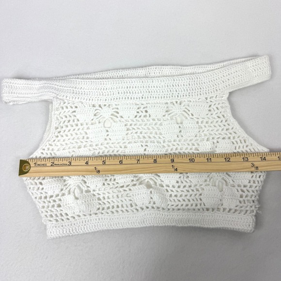 L'AGENCE White Crochet Off Shoulder Crop Top XS - Picture 6 of 6